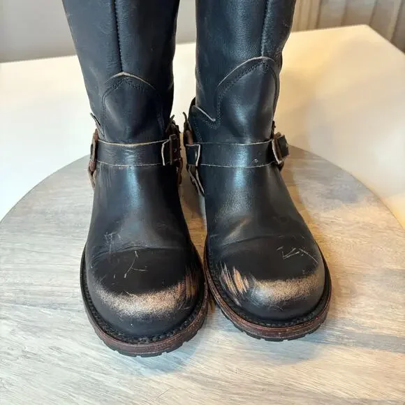 Freebird HAAVN Black Leather Tall Harness Boots Women’s Size 9 Distressed